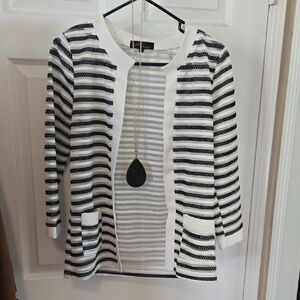 Nicole Sabbattini Black and White Striped Cardigan